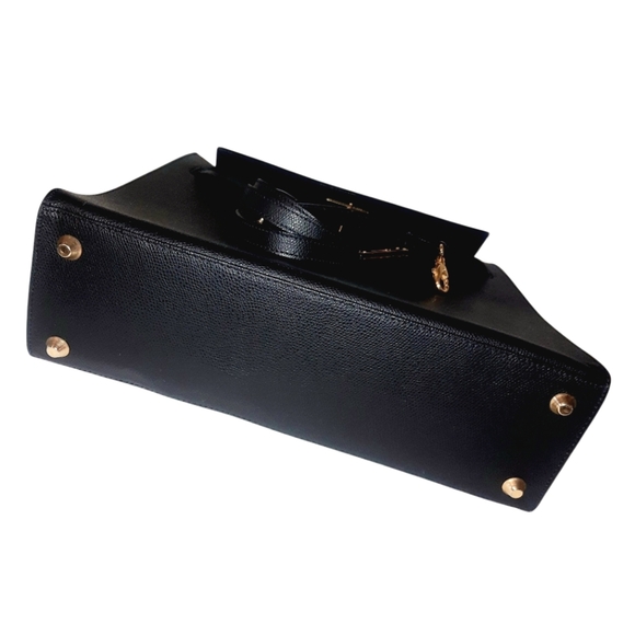 Vtg Black Epsom Leather Kelly Bag w/Clochette Lock Key & Strap GHW 32cm Italy - Picture 11 of 15